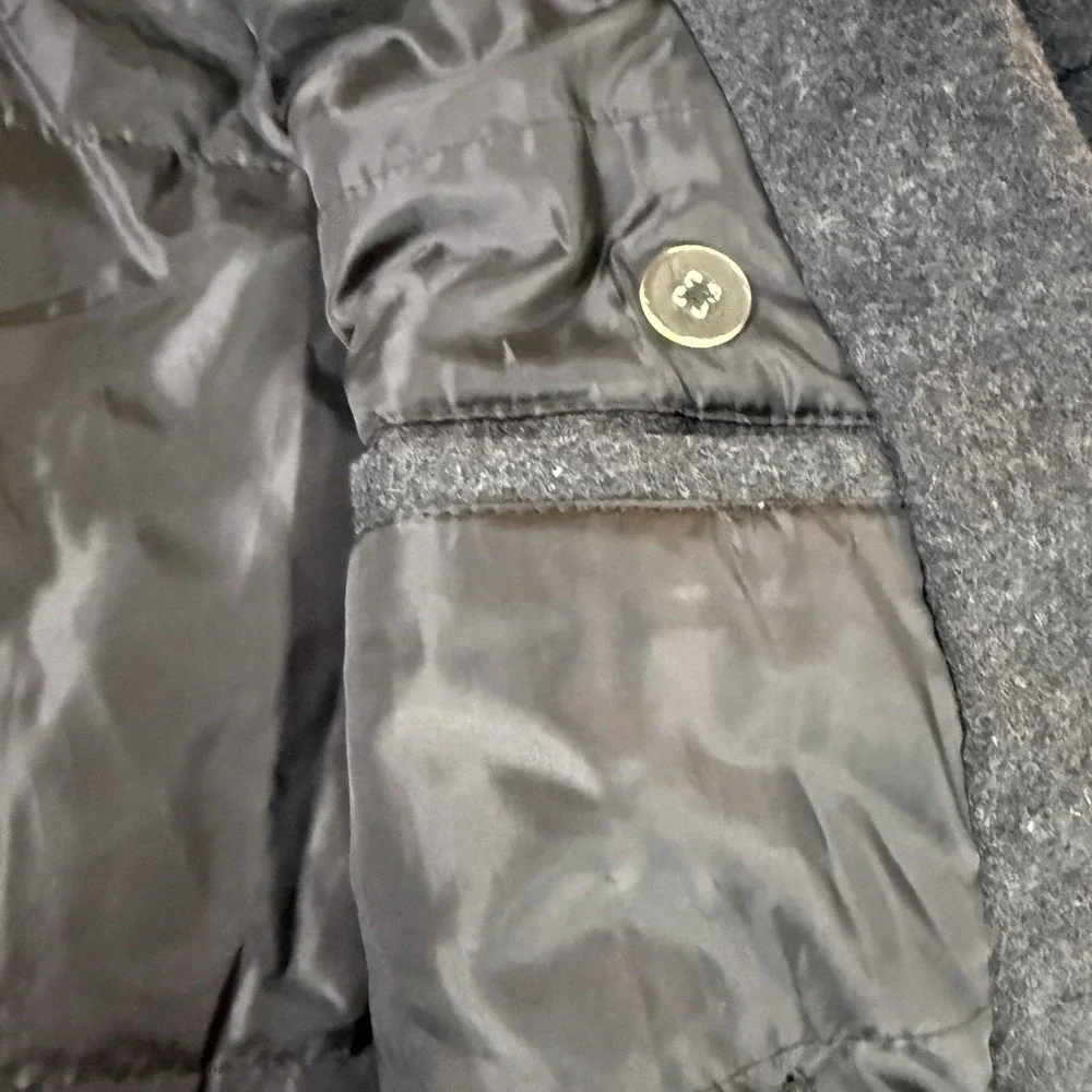 Old Navy Wool Blend Pea Coat Peacoat Double‎ Breasted Gray Girl Size Large 10-12